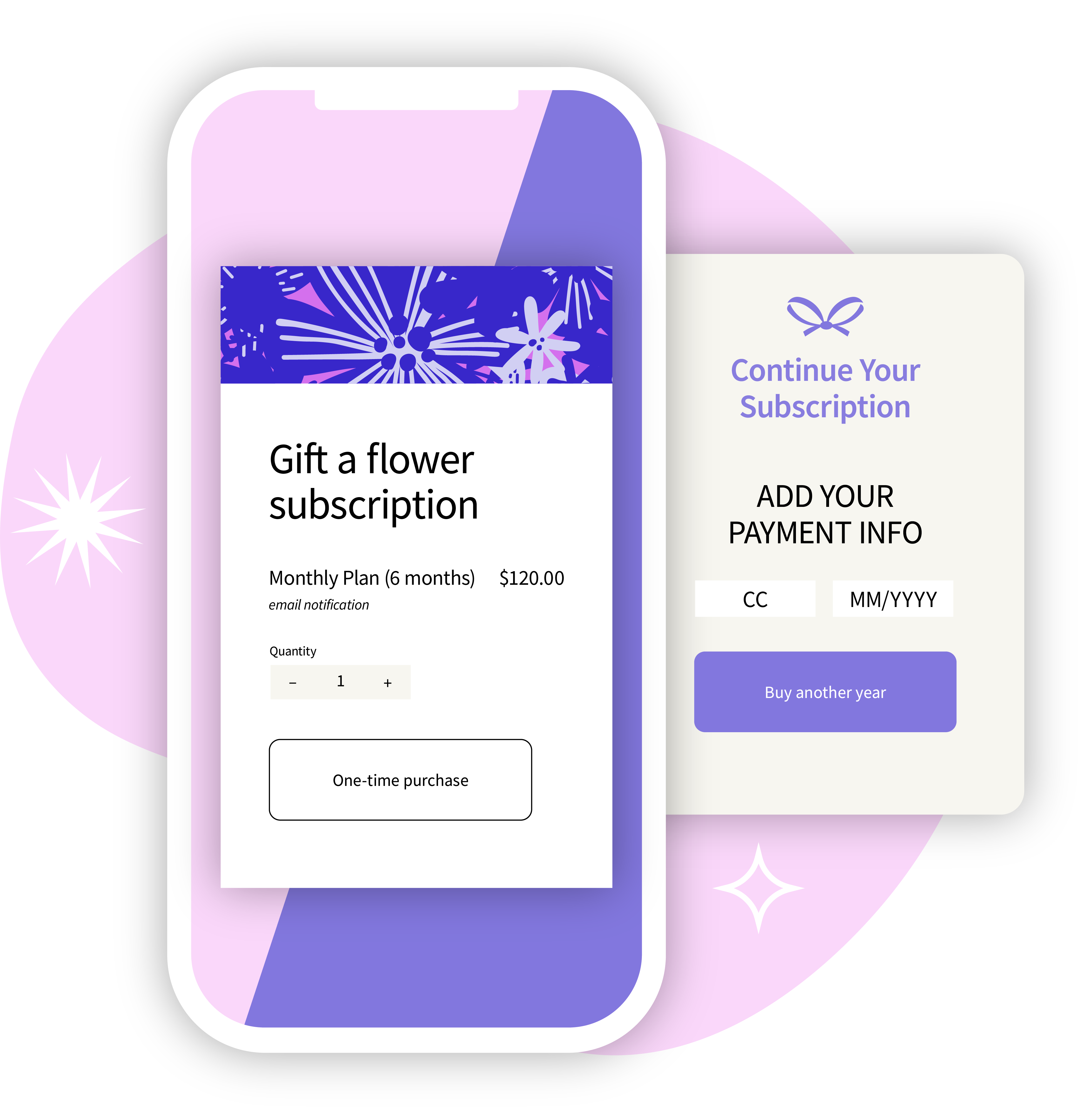 A flower subscription purchase and recipient subscription experience